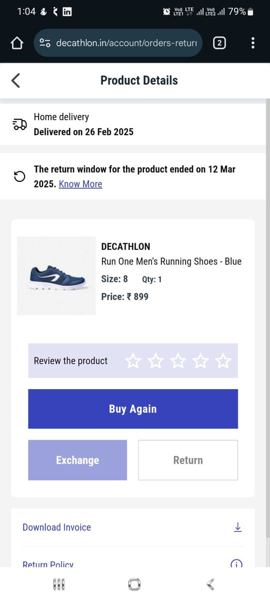 tagarshid's tweet photo. @Decathlon @Decathlon_ind The left shoe insole keeps sliding upward while walking, clearly a manufacturing defect. Purchased on 26 Feb 2025, so it’s well within warranty. Please arrange a replacement or confirm the next steps ASAP. #Decathlon #CustomerSupport https://t.co/ijdxtsGl3n