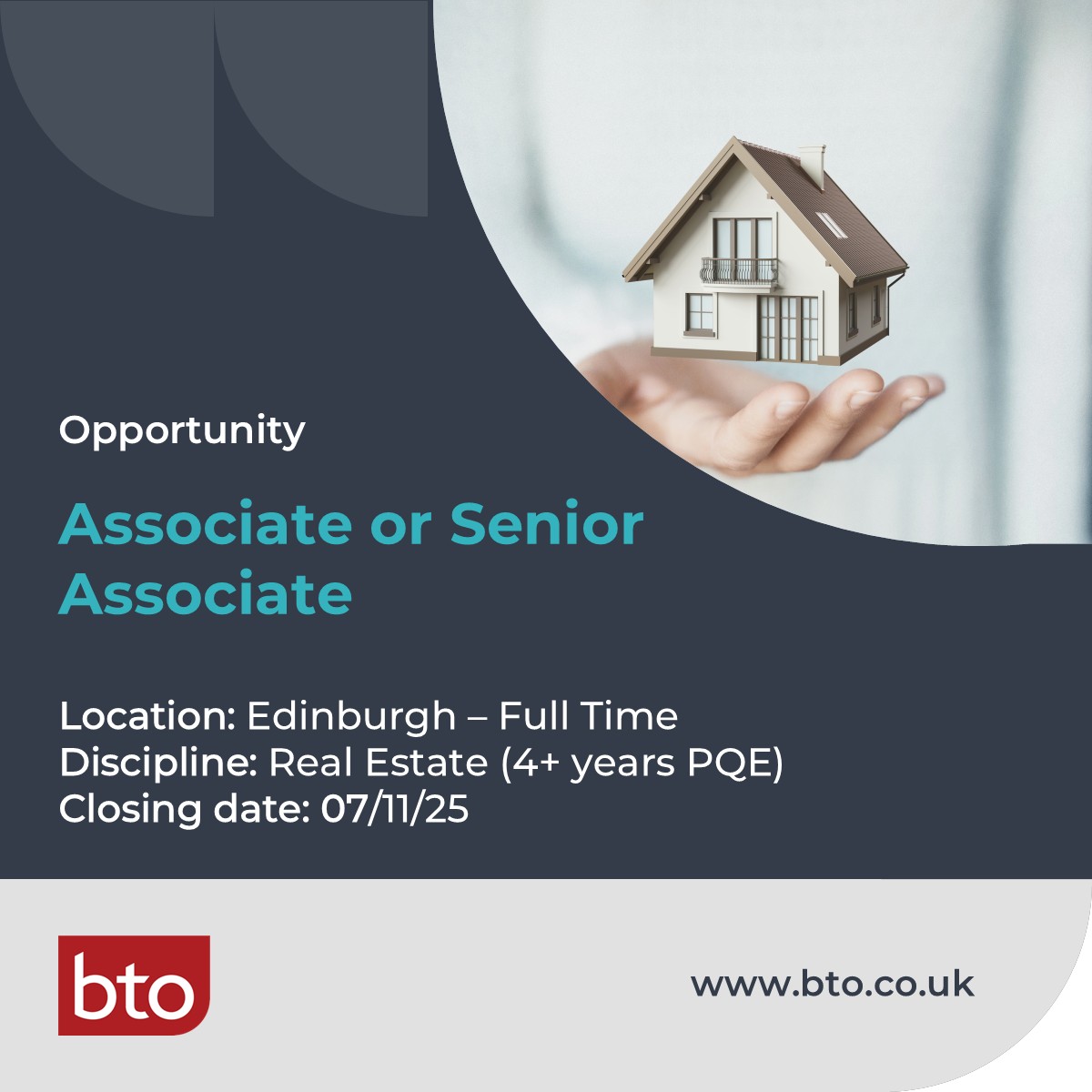 #Hiring: We have an exciting opportunity for a Solicitor with 4 years plus PQE to join BTO’s highly regarded Commercial #RealEstate Team in our Edinburgh office: ow.ly/VBpg50XgMRa #legalcareers #jobs
