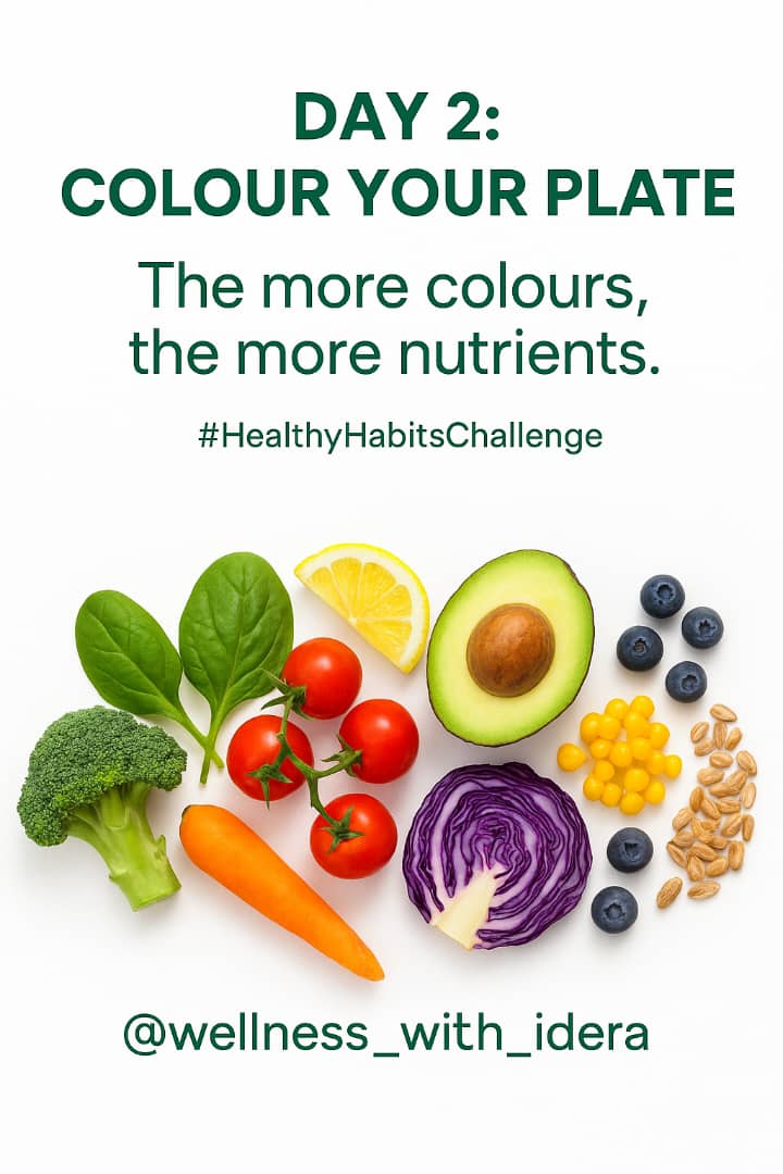 TijaniOluwatoy7's tweet image. 🍅 Day 2 of our #HealthyHabitsChallenge
Today’s focus: Colour Your Plate! 🌈
Filling your meals with colourful fruits and veggies isn’t just pretty — it’s your easiest path to better nutrition! 💪
