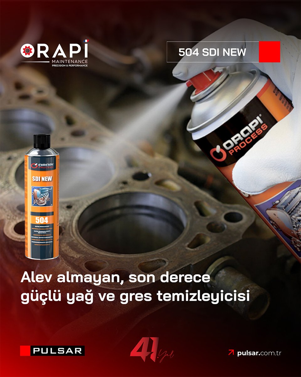 Alev almayan özelliğiyle SDI NEW, endüstriyel kullanıma uygun son derece güçlü yağ ve gres temizleyicisidir. Motorlarda ve karbüratörlerde kullanıma uygundur.

#pulsarkimya #kimya #orapi #yanmaz #temizleyici #endüstri #motortemizleyici