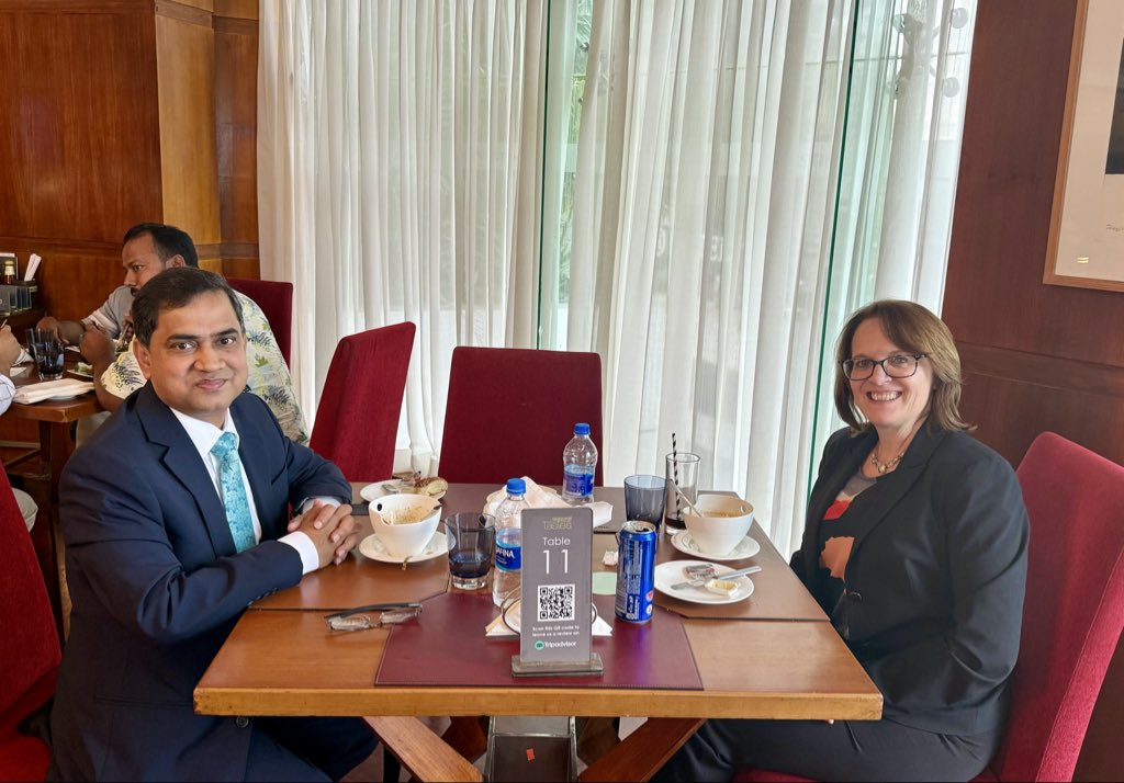 Great lunch in Dhaka with my old friend <a href="/LisaCurtisDC/">Lisa Curtis</a>, who’s leading the <a href="/IRIglobal/">International Republican Institute</a> pre-election mission. As <a href="/CNASdc/">CNAS</a> Indo-Pacific Director and former NSC, CIA &amp; State official, her insights on South Asia remain invaluable.