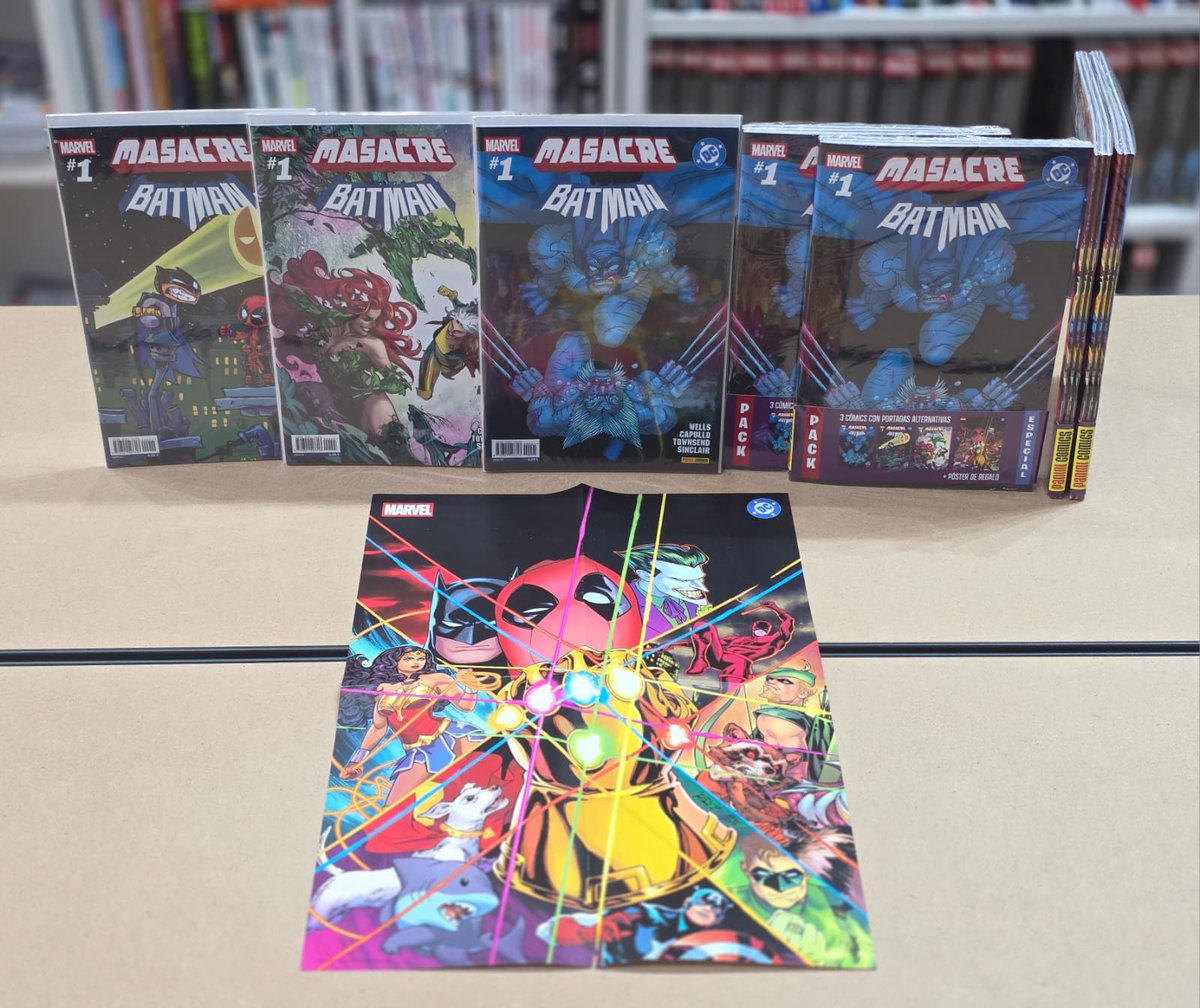 PORTADAS ESPECIALES MASCARE/BATMAN

Hemos conseguido reponer todas las portadas especiales del crossover Masacre/Batman, así como el Pack con las 3 portadas + póster (el que veis en la imagen muy wapo). 

Aún podéis haceros con estos cómics únicos de la historia de Marvel/DC no