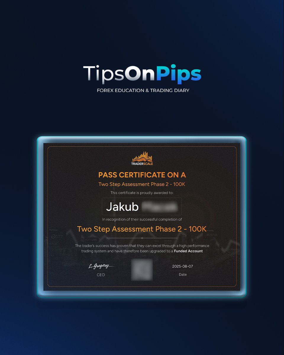 tipsonpips_'s tweet image. Another milestone achieved — 100K funded account passed.

Proof that discipline and patience always pay off.

#TipsOnPips #PropFirmTrader #TraderLifestyle #trading #gold