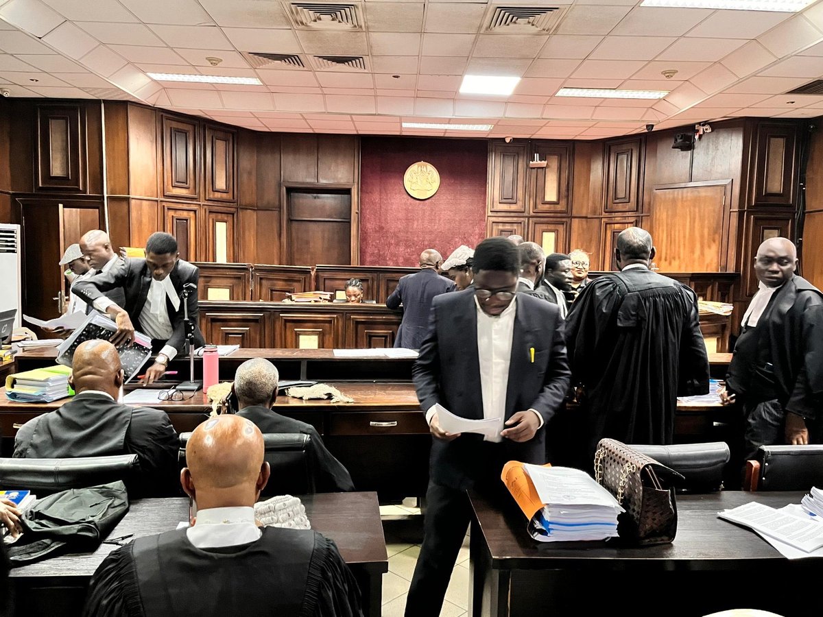 NTANewsNow's tweet photo. TERRORISM TRIAL OF NNAMDI KANU; ALL  SENIOR ADVOCATES WITHDRAW FROM REPRESENTING THE DEFENDANT

At the resumed hearing of his terrorism trial, the leader of the Indigenous people of Biafra, Nnamdi Kanu has challenged the jurisdiction of the federal high court to continue his trial.

The development followed the withdrawal of all Senior Advocates representing the defendant from the matter.
Nnamdi Kanu in his oral presentation before the court, alleged that the court of appeal has discharged him in his verdict.

Nnamdi kanu by the order of the court is expected to open his defence this thursday.

The presiding judge, justice James Omotosho ruled that the defendant should open his defence as jurisdictional issues and all others can be challenged at the court of appeal or included in his final written address.

The court  therefore adjourned the matter till 24th october, 2025 for the defendant  to commence his defence.
Kanu had earlier listed 23 witnesses  to testify in his matter.

Nnamdi kanu is facing trial on a seven-count charge bordering on terrorism.