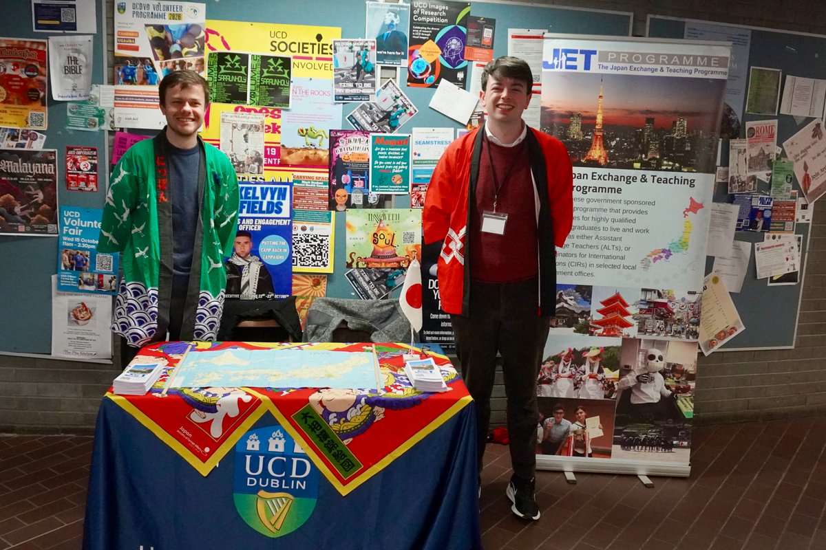 UCD_Japan's tweet photo. Richard &amp; Daithi from Embassy of Japan @JPNinIRL are in the Newman Building from 11-3pm.  Call by &amp; find out about the JET Programme
@ucd_global @ucddublin https://t.co/S1vYWHxK0V
