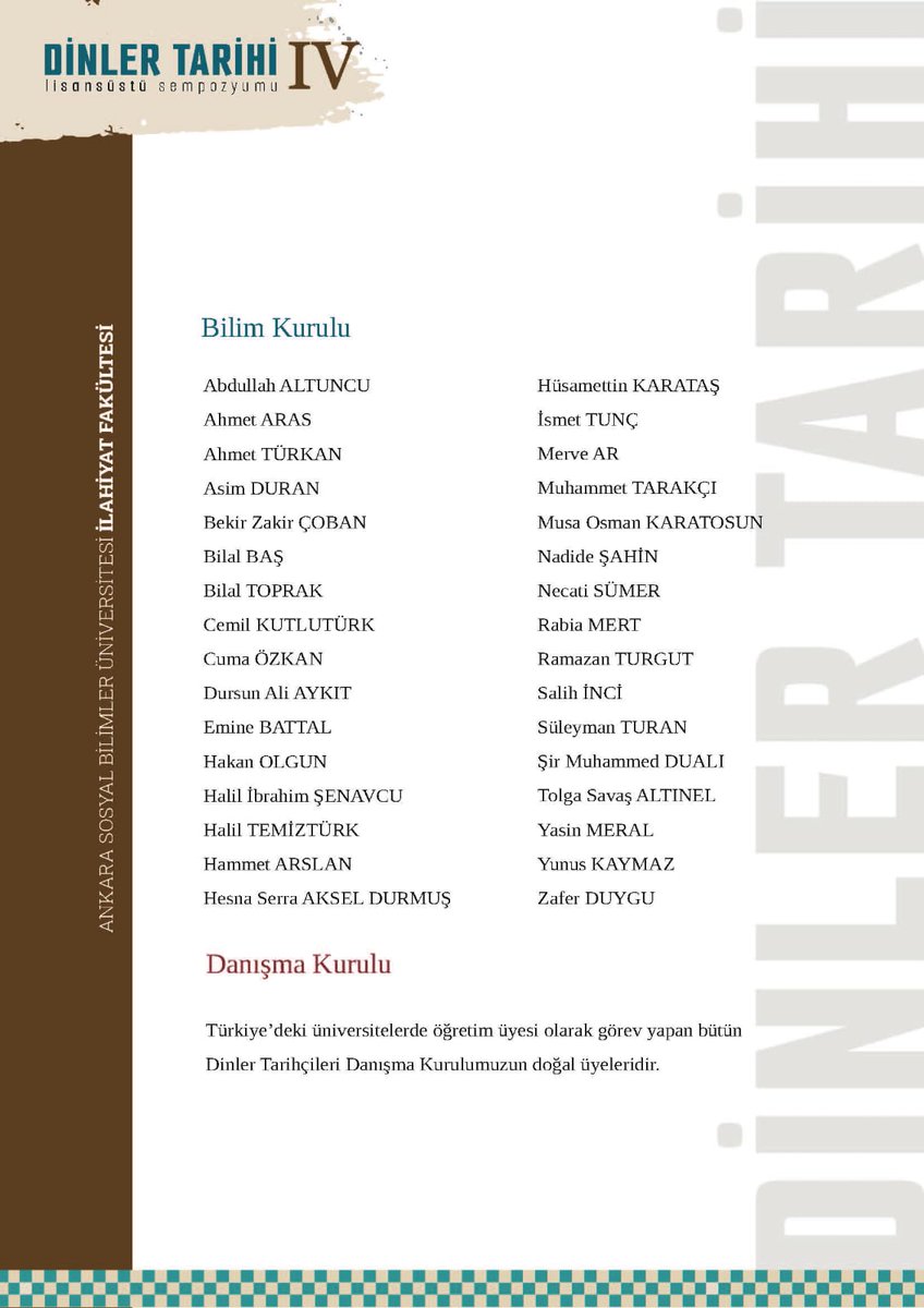 Ankara Sosyal Bilimler Üniversitesi İlahiyat Fakültesi Dinler Tarihi Anabilim Dalı tarafından dördüncüsü düzenlenecek olan Dinler Tarihi Lisansüstü Sempozyumu için başvurular başlamıştır. 
Detaylı bilgi için: if.asbu.edu.tr/tr/dinler-tari…