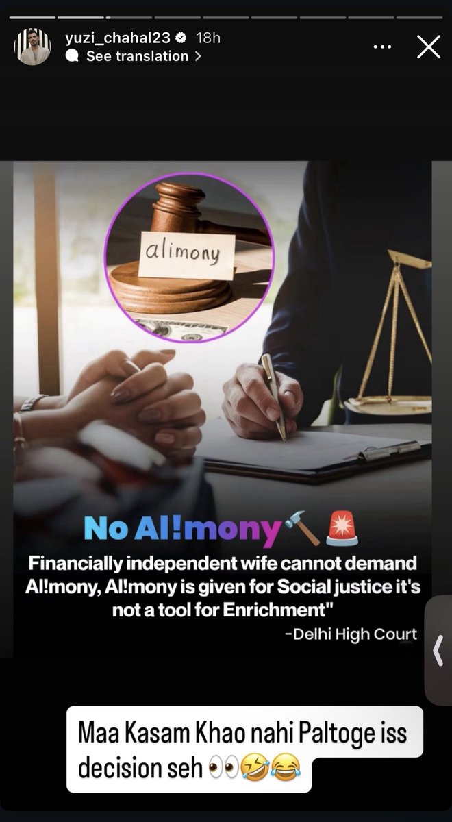 SamSiff's tweet image. “Maa kasam khao,
Paltoge nai is decision se” 😇

Yuzi bhai rocked with the Insta status story.…

Bhot mast 🙌🫡
#Yuzvindra #Chahal  #Alimony