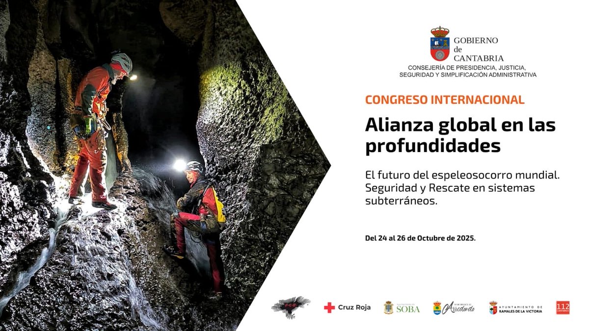 cantabriaes's tweet photo. ✅ Cantabria será este fin de semana epicentro internacional del espeleosocorro

El Gobierno autonómico promueve un congreso que contará con 150 expertos nacionales y venidos de otros países 
ℹ️➡️ https://t.co/5jSxVr1k1I https://t.co/ZrBmpNibaM