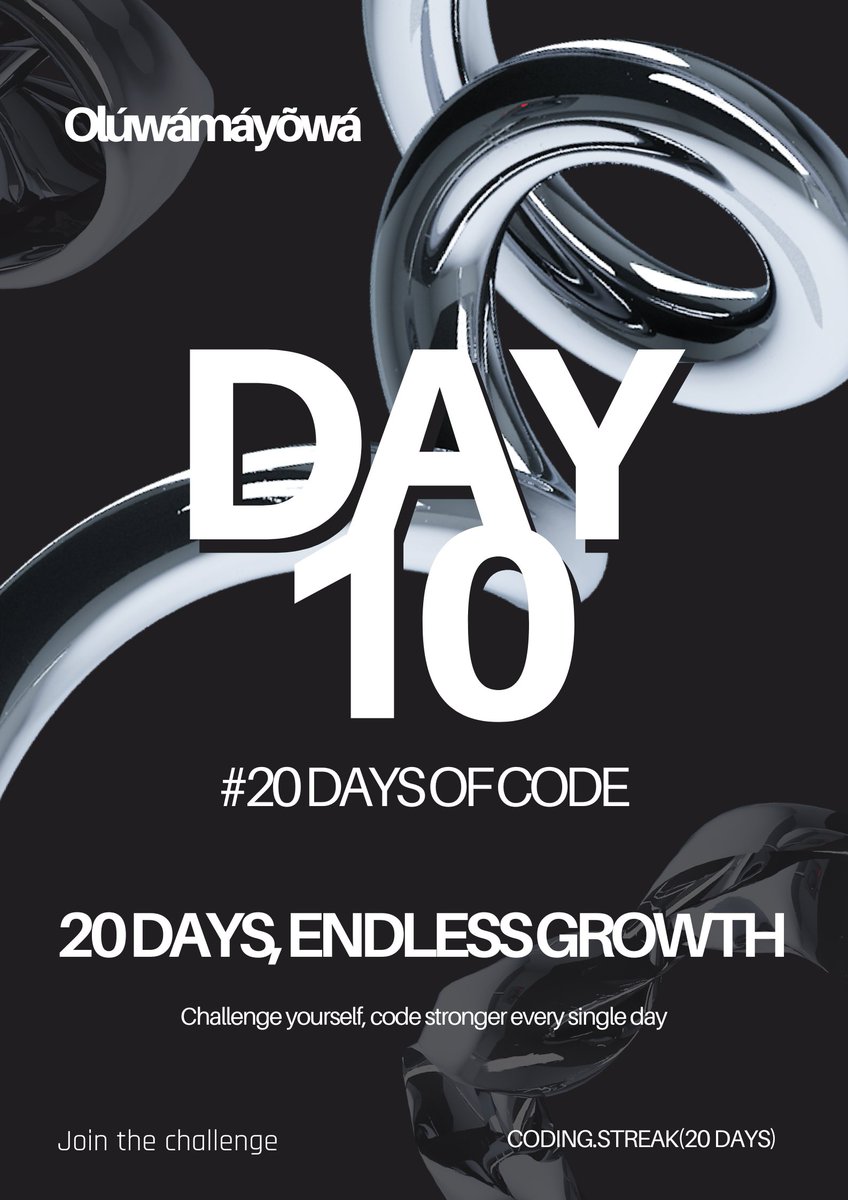 AdeleyeOlu89360's tweet image. Day Ten ✌️🌷
#20daysofcode #WebDevelopment #100DaysOfCode #BuildinPublic
