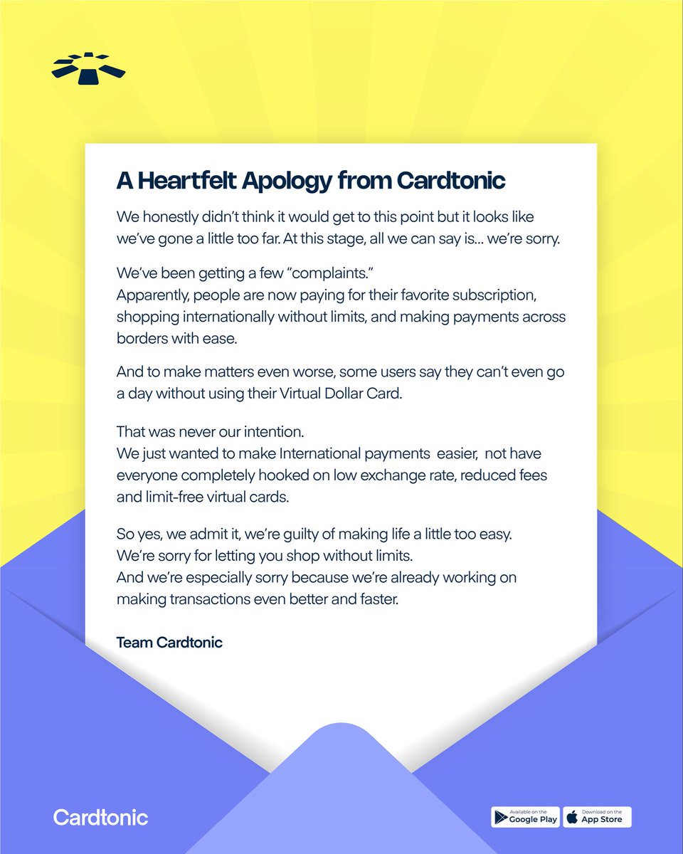 cardtonic's tweet image. Apparently, people can’t go a day without using their virtual dollar card and honestly, we don’t blame them. We’d be hooked too. 😎

#Usecardtonic #Virtualdollarcard #ThebestvirtualdollarcardinNigeria