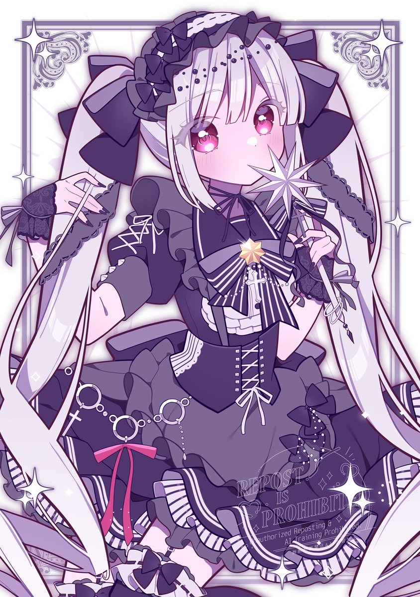 umecha_0's tweet image. ゴスロリ×メイド魔法少女🖤

#OC  #illustration