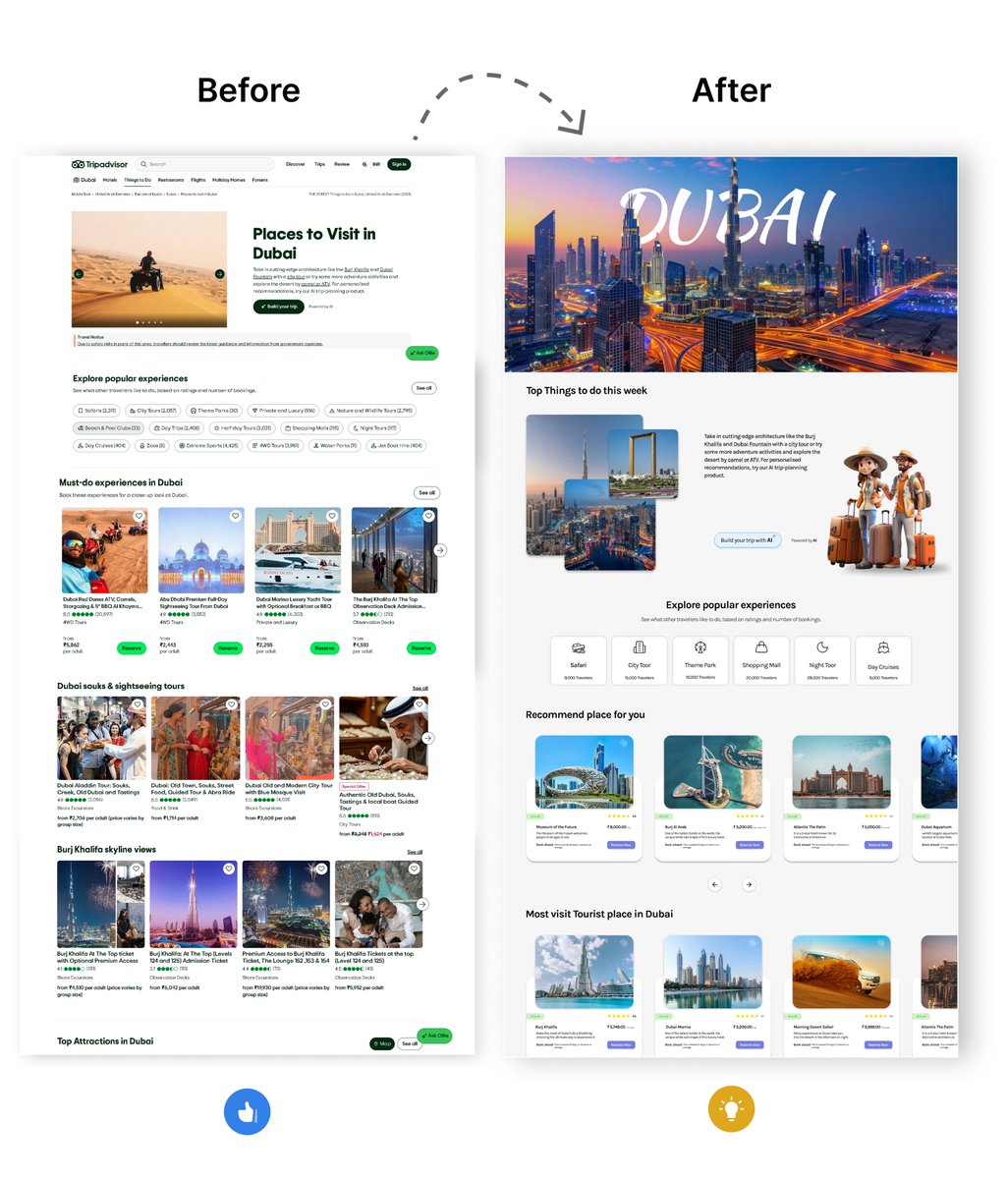 AnuragDesign_8's tweet photo. Hi Designers,

🚀 Redesigned the “Things to Do in Dubai” page for a TripAdvisor website!

Please share your feedback🙌

Check out the design link 🔗

Website:- https://t.co/mFJ7KKywkW

Redesign:- https://t.co/Evio37wGxG https://t.co/CzGbYV0eGW