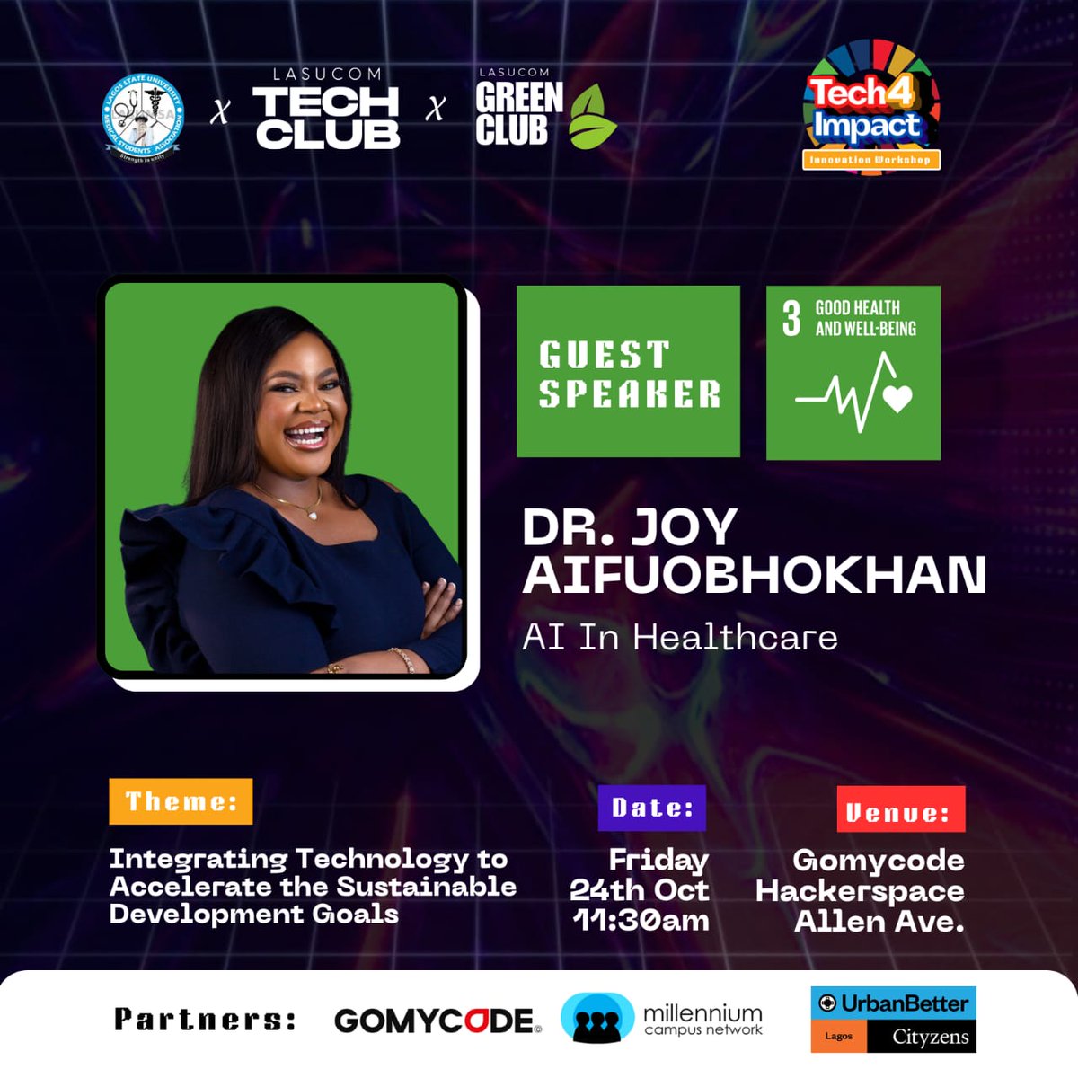 LasucomTechClub's tweet image. 🚀 🔥🔥🔥 DAY TO GO!
@joyaifuo Joy Aifuobhokhan will be speaking at the Tech4Impact Innovation Workshop on how AI is transforming healthcare.

Get ready to be inspired.
🔗 Follow @lasucomtechclub
#Tech4Impact #AI #HealthTech