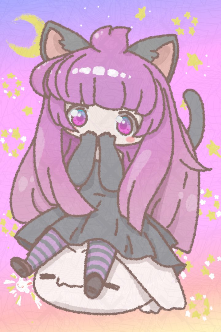 ラビ×ラビ 
いっぱいにゃったリリにゃん　みんにゃで　がんばれさんの　まほうをかけたら　どっかーんしちゃったにゃ！　ありちあにゃん　びっくりさんにゃったにゃ🎇🐇🎇
 #ラビラビCFカウントダウン