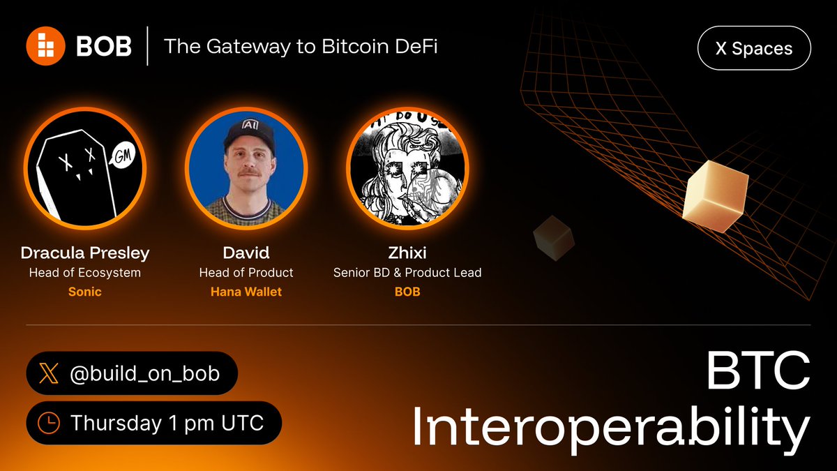 hyperkrypt's tweet image. BTC DeFi Spotlight: Exploring the Future of Interoperability

Tonight at 1 PM UTC

Join @build_on_bob for an in-depth conversation about Bitcoin DeFi and how it can connect seamlessly with multiple chains.

The discussion brings together leaders shaping the space: Dracula Presley…