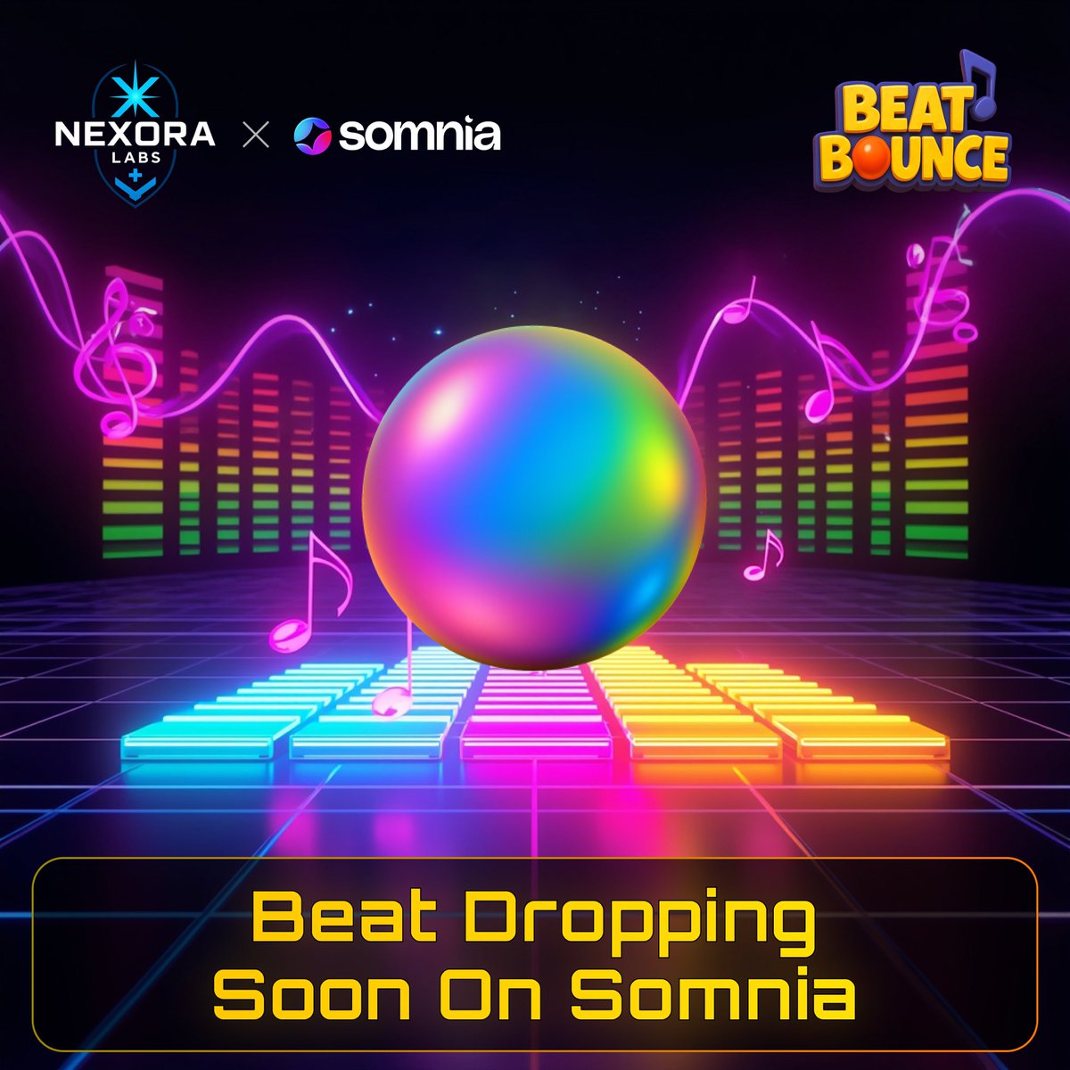 Nexora_Labs_'s tweet photo. The beat is dropping and the bounce begins soon on @somniaGames_ 

Ready to move to the music? https://t.co/V0n8zutNtA