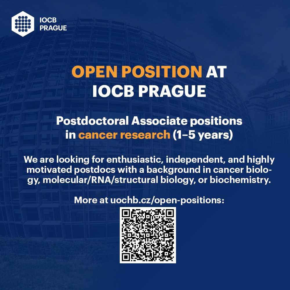 IOCBPrague's tweet image. 🔬 Two full-time #Postdoc Associate Scientist positions are available in the laboratory of Zuzana Keckesova—which aims to identify new #tumorsuppressor pathways.

See more ► uochb.cz/en/open-positi… ⤵️

#openposition #iocbprague #iocb #researchjobs #tumorsuppressors #cancer…