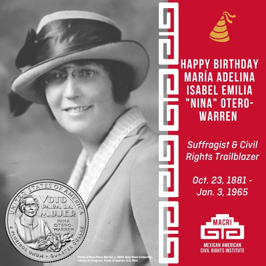 Happy birthday to Nina Otero-Warren! Born #OTD in 1882, Otero-Warren was a leader in New Mexico’s suffrage movement and the first female superintendent of Santa Fe public schools. She emphasized using the Spanish language in the suffrage fight to reach Hispanic women.
