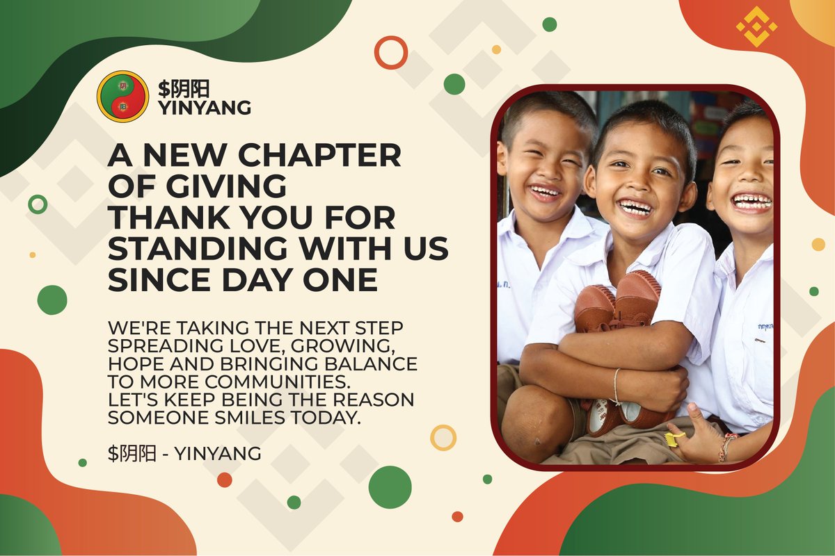 We’ve started a new chapter giving back to humanity with $阴阳 - YinYang

Massive gratitude to our community for standing with us since day one.

Spreading love, balance, and good energy everywhere. 💫
$阴阳 - YinYang ☯️.

Will share photos soon!
Thank you everyone.

CC :