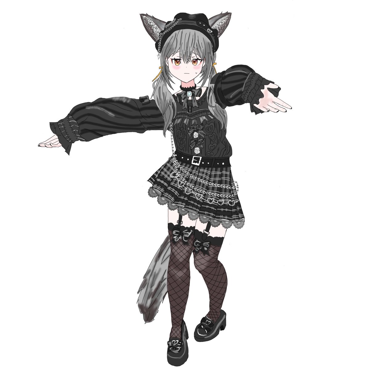 うちの可愛い地雷系ミュリシアちゃんのイラスト描きました！！！
ちょ、可愛すぎない?!?!?!
 #もにゅめんつ  #ミュリシア #Mulicia