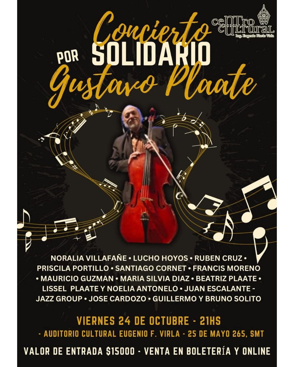 Concierto solidario por Gustavo Plaate. Entradas aquí  
Elvirla.entradanet.com