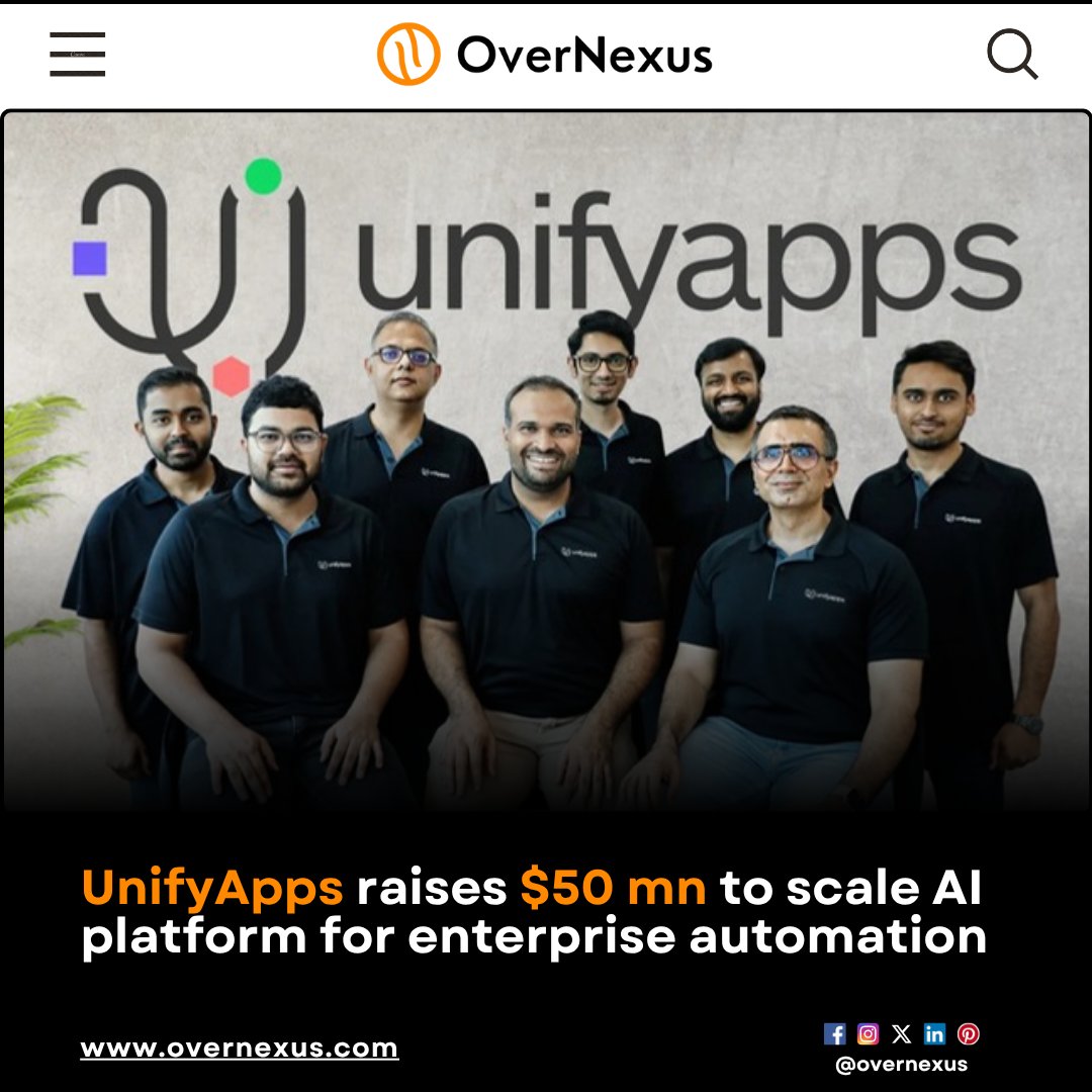 overnexusbiz's tweet image. UnifyApps, an AI company, secured a $50 million Series B funding led by WestBridge Capital, totaling $81 million in funding. With Ragy Thomas joining as chairman and co-CEO alongside co-founder Pavitar Singh, the company aims to expand its team.

#OverNexus #UnifyApps #AIFunding