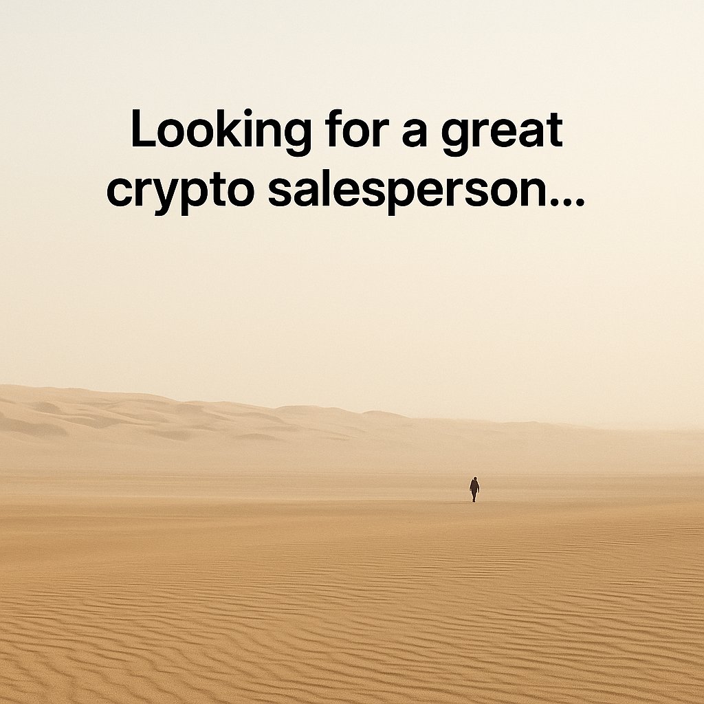 Finding great salespeople is hard.

And in crypto? Even harder.

Not the flashy ones — but the grinders.
The ones who are cash-driven, humble, hungry to learn, and obsessed with improving every call.

<a href="/cedelabs/">Cede Hub (legacy account)</a> is booming, but finding the next A-players remains the real challenge