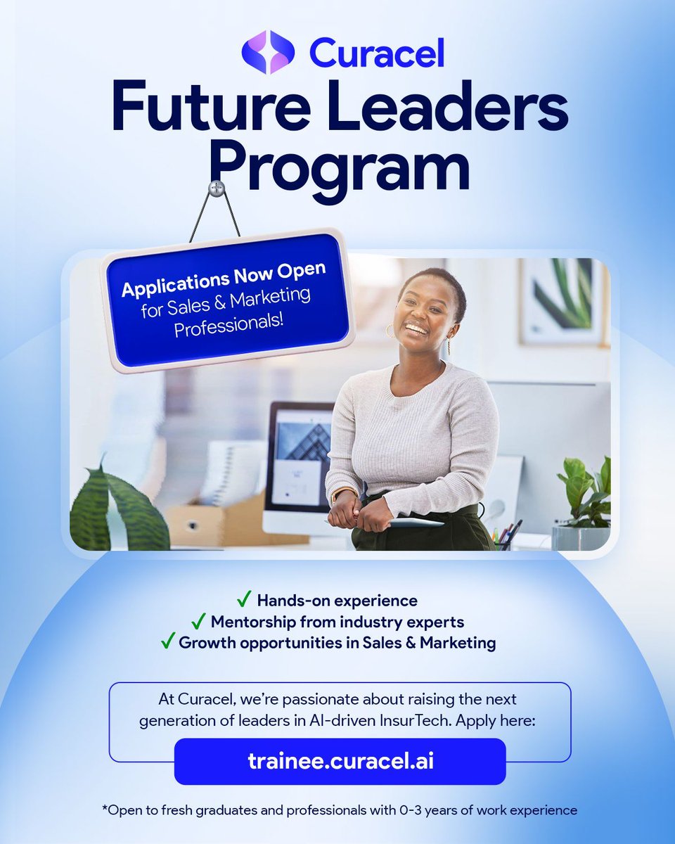 Ready to kick-start a career that actually moves? At Curacel, Sales &amp; Marketing isn’t about pushing products, it’s about building real connections, crafting messages that hit, and driving growth. In InsurTech, that impact is multiplied. The market’s moving fast, and the people