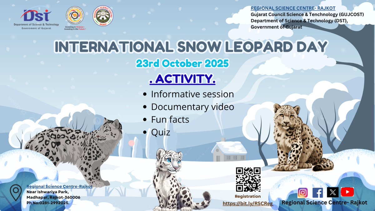 RSCRajkot's tweet image. Roaring success! 🎉 Celebrated International Snow Leopard Day at RSC Rajkot with engaging sessions, documentary screening &amp;amp; quizzes! 🐯 Thanks to all who joined &amp;amp; made it a memorable day! #SnowLeopardDay #WildlifeAwareness #RSCRajkot