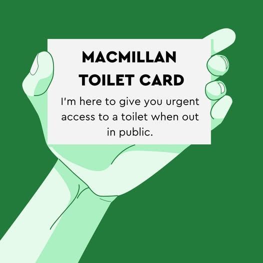 Some cancer treatments can bring unexpected changes to how your bowel or bladder works, and finding a restroom in public can be a real struggle.

Find out more here: orders.macmillan.org.uk/.../mac15193_e…...