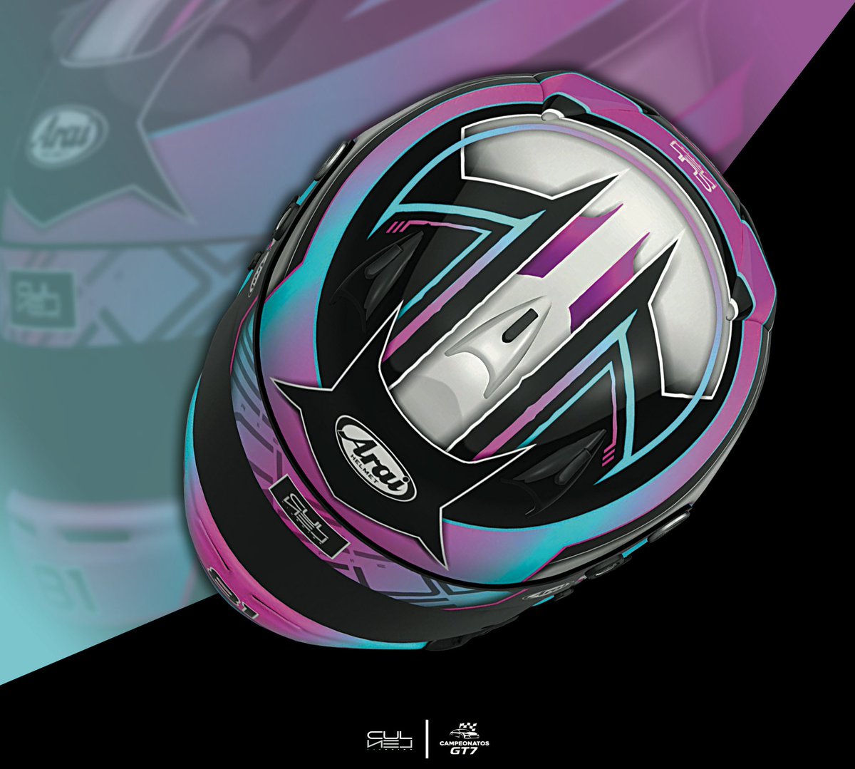 Diseño de casco para Valugm por ganar el  evento de CampeonatosGT7 ( síguelos en Instagram para mantenerte informado de + campeonatos en GT )