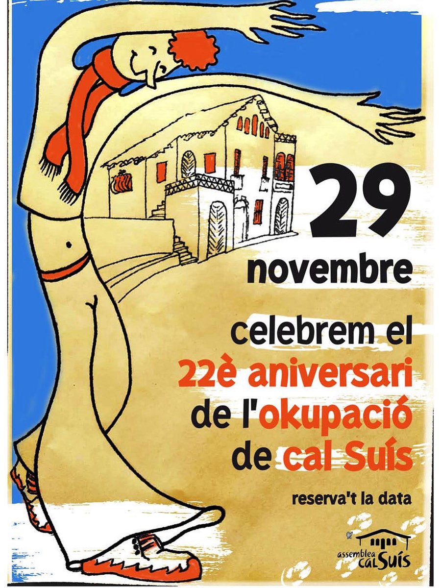 Reserva't el dia i vine a celebrar l'aniversari de Cal Suís!

22 anys d'okupació... 22 anys de vida 🖤🌱
