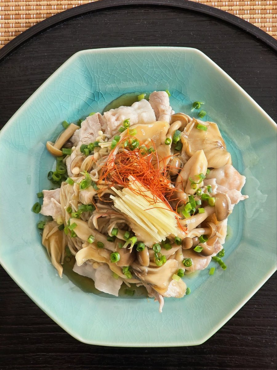 🍄🐖豚しゃぶのたっぷりきのこあんかけつくりました🐖🍄