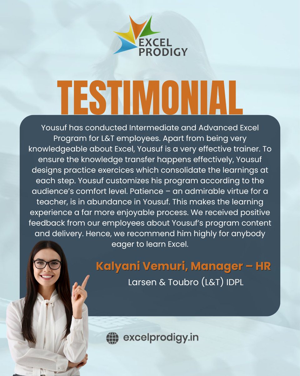 excelprodigy's tweet image. What's Excel Training all about?
You don't have to take our word for it! Take a look at what our clients have to say.
Feedback and testimonials speak volumes about our services and training.
#excelprodigy #advancedexcel #excelandai #ai #PowerBI #PowerAutomate #PowerApps