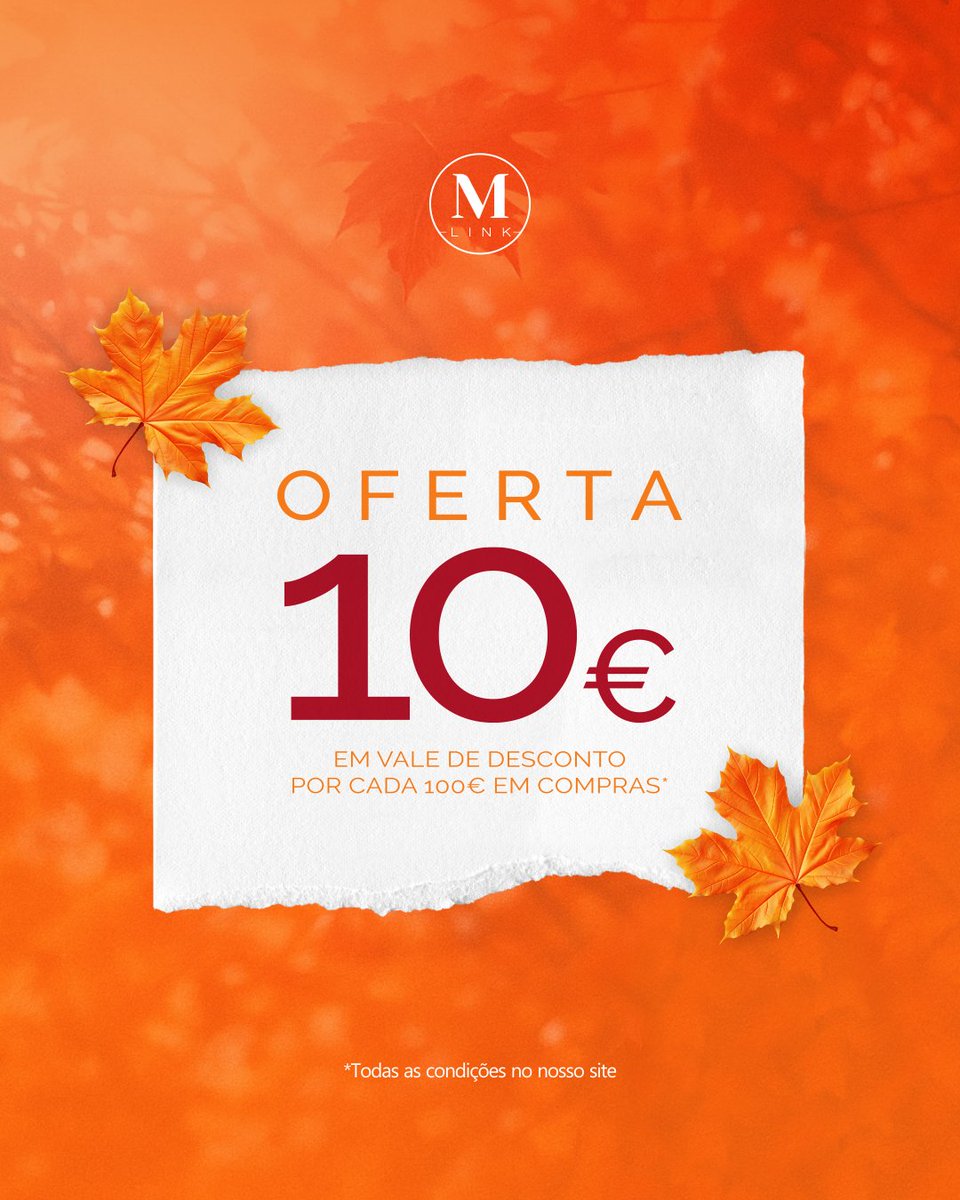 marcolinolink's tweet image. IMPERDÍVEL⏱️
Super Oferta de 10€ 😍 em cada 100€ de compras.
Só até 15 de Novembro.
Aplicável na nossa loja física e em compras on-line.