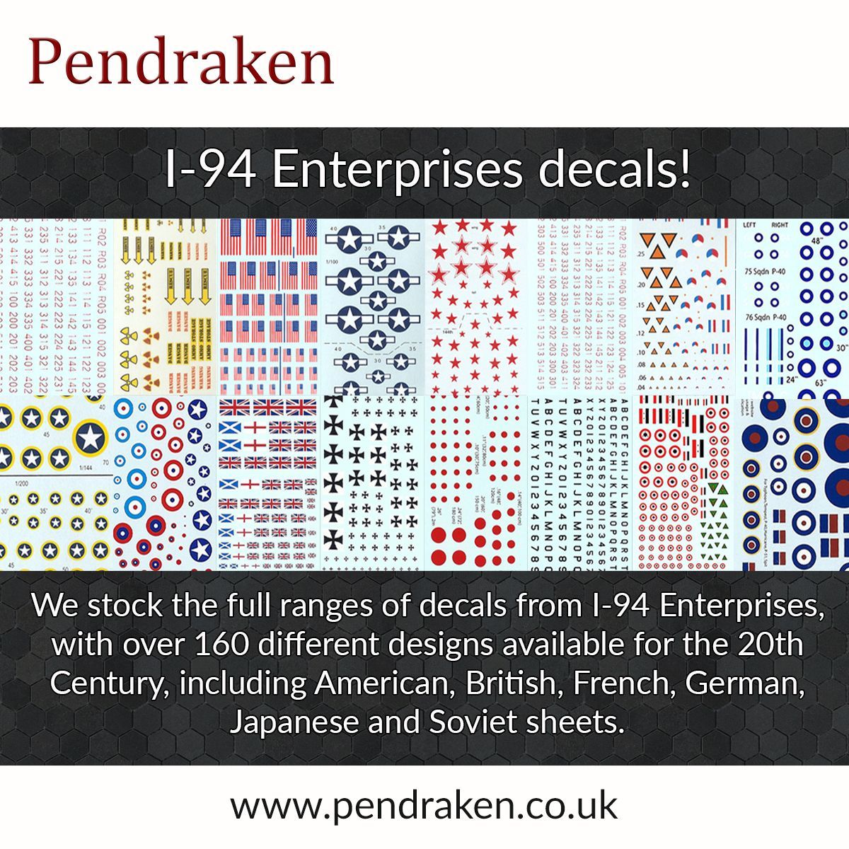 pendraken's tweet image. We stock the full range of I-94 Enterprises and Scale Specialties decals ranges, offering nearly 200 different designs covering a variety of scales and periods:
pendraken.co.uk/decals-and-sig…
#pendraken #wargaming #decals #i94enterprises