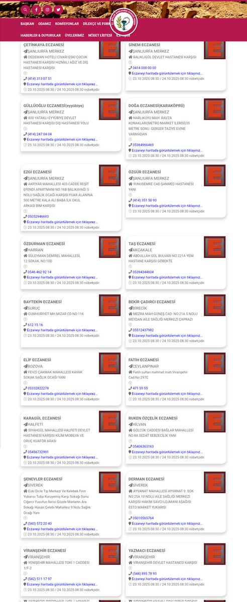 ŞANLİURFA NÖBETÇİ ECZANELERİMİZ YARIN SAAT 08:30 KADAR HİZMET VERECEKTİR GEÇMİŞ OLSUN ACİL ŞİFALAR DİLERİZ...