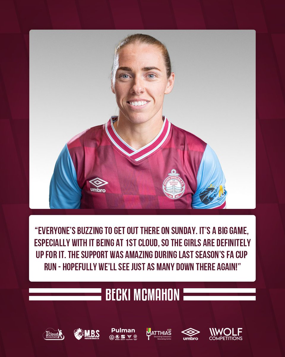 A rallying call from the skipper! 🫡⚽️

<a href="/Beckimc_/">Bəcki</a> and the lasses are gearing up for the #AdobeWomensFACup First Round Proper - join us this Sunday for just £3.

🆚 AFC Fylde Women (H)
⏰ 2pm kick-off
🏟️ 1st Cloud Arena (NE32 3UP)

📸 <a href="/ideventphoto/">ID Event Photography</a>

#SSFC #AlwaysReady