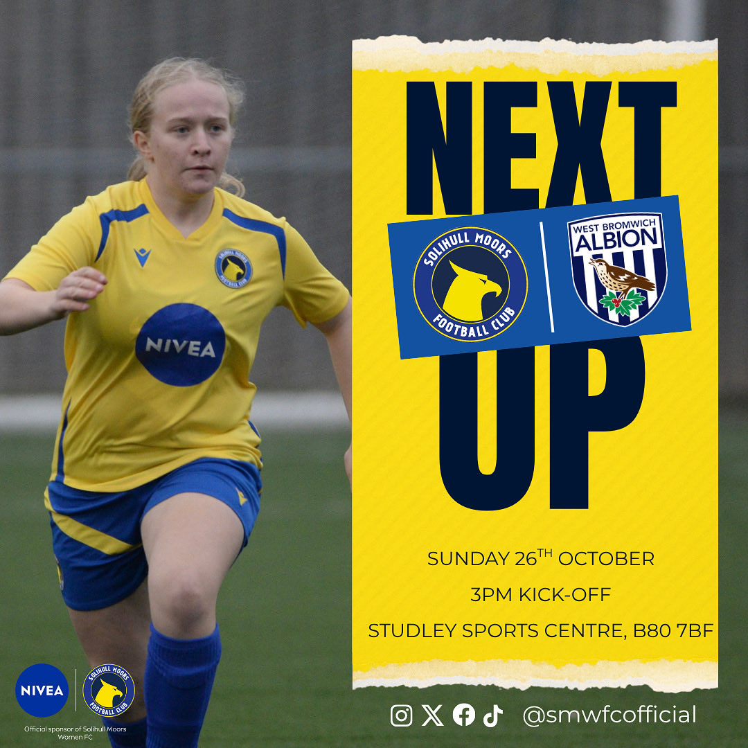 It’s FA Cup Week 🏆 

🆚 <a href="/WBAWomen/">West Bromwich Albion Women</a> 
🏆 <a href="/AdobeWFACup/">Adobe Women's FA Cup</a> 
⏰ 3pm KO
🏟️ Studley Sports Centre, B80 7BF
🎟️ Adult: £5, Concessions: £3, Under 16’s: £1

Tickets can be purchased via the link below or at the gate on match day! 

app.teamfeepay.com/s/GRQ5PQlXDc

#SMWFC | #MoorsWomen