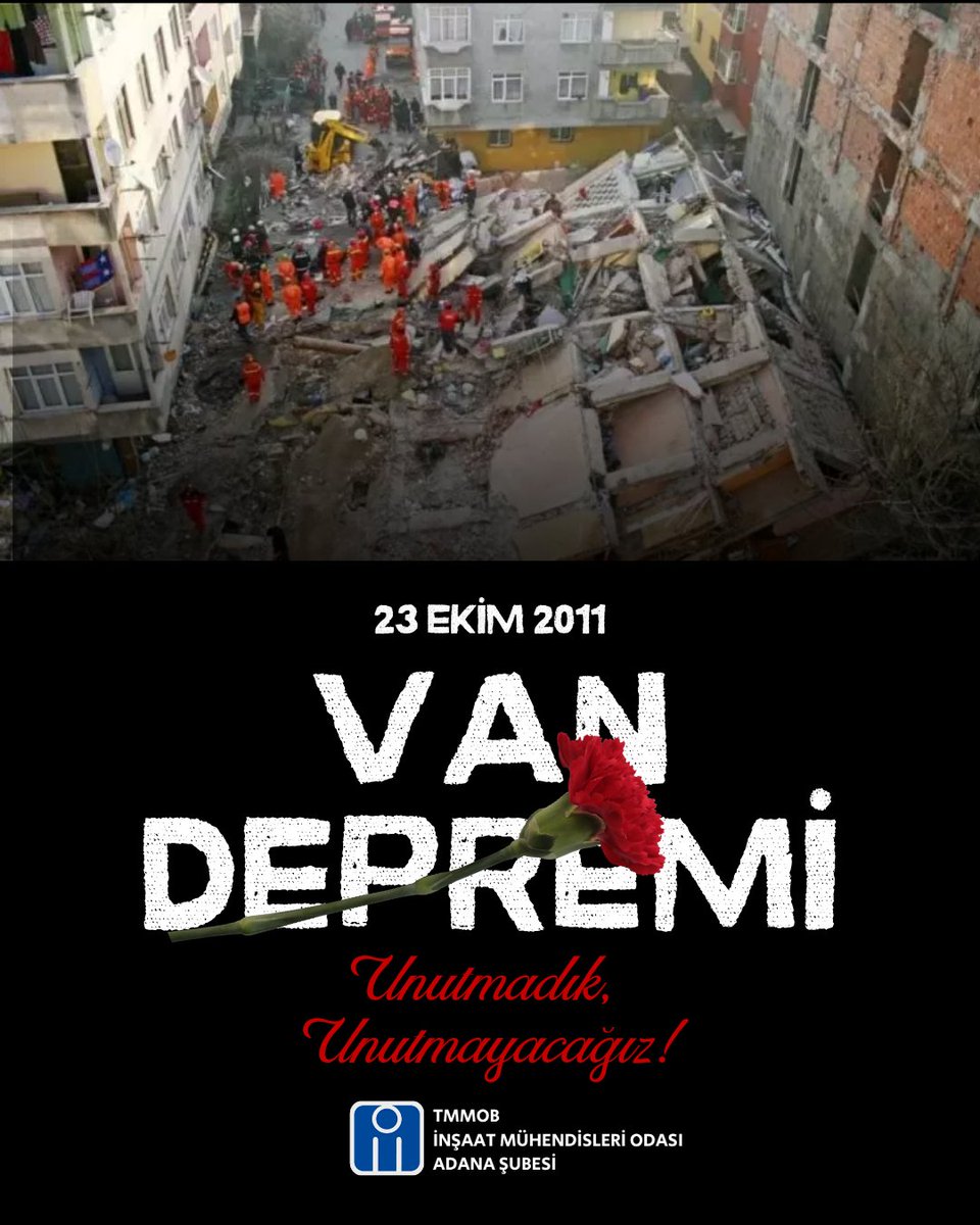 ⚫️ Van depreminin 14. yılında kayıplarımızı saygıyla anıyor;  bir doğa olayı olan depremin yeni afetlere yol açmaması, yaşanan acıların tekrarlanmaması için bilime, tekniğe uygun, gerçekçi adımların hızla atılması gereğini bir kez daha hatırlatıyoruz.