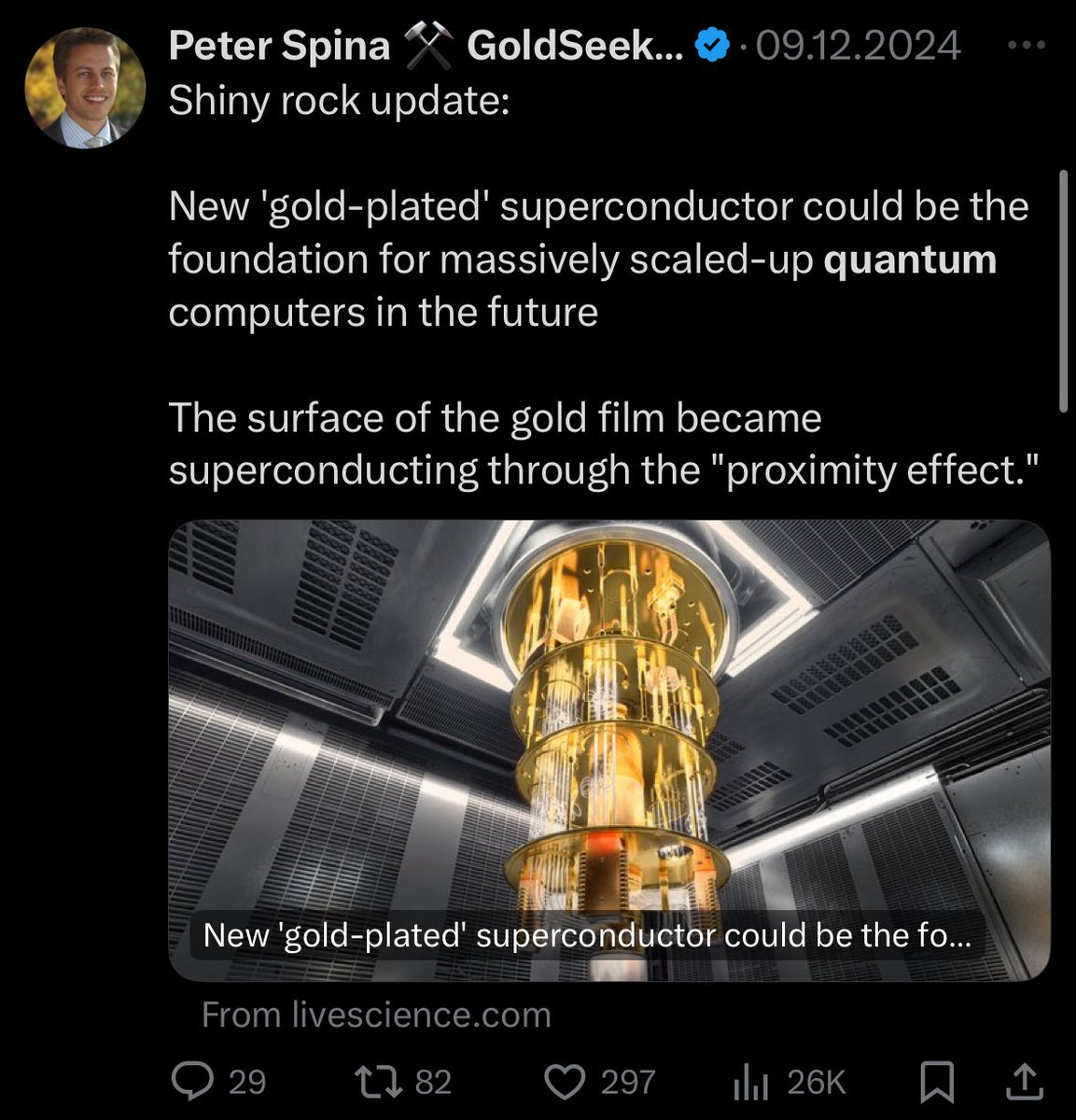 Quantum computers use physical Gold which will be used to hack #Bitcoin  …Satoshi.