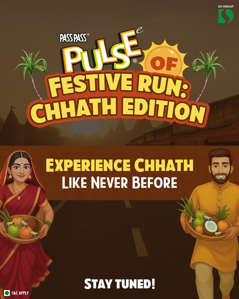 PassPass_Pulse's tweet image. Are you ready for an epic Chhath Puja adventure?
Pulse is bringing you a fun-filled game where you can play and WIN vouchers worth ₹2000 every day! 💥
Stay tuned to know more!
 #PulseOfFestiveRunChhathEdition #PranJaayeParPulseNaJaaye #PulseKaPandal #PulseOfIndia #Pulse #Tangy