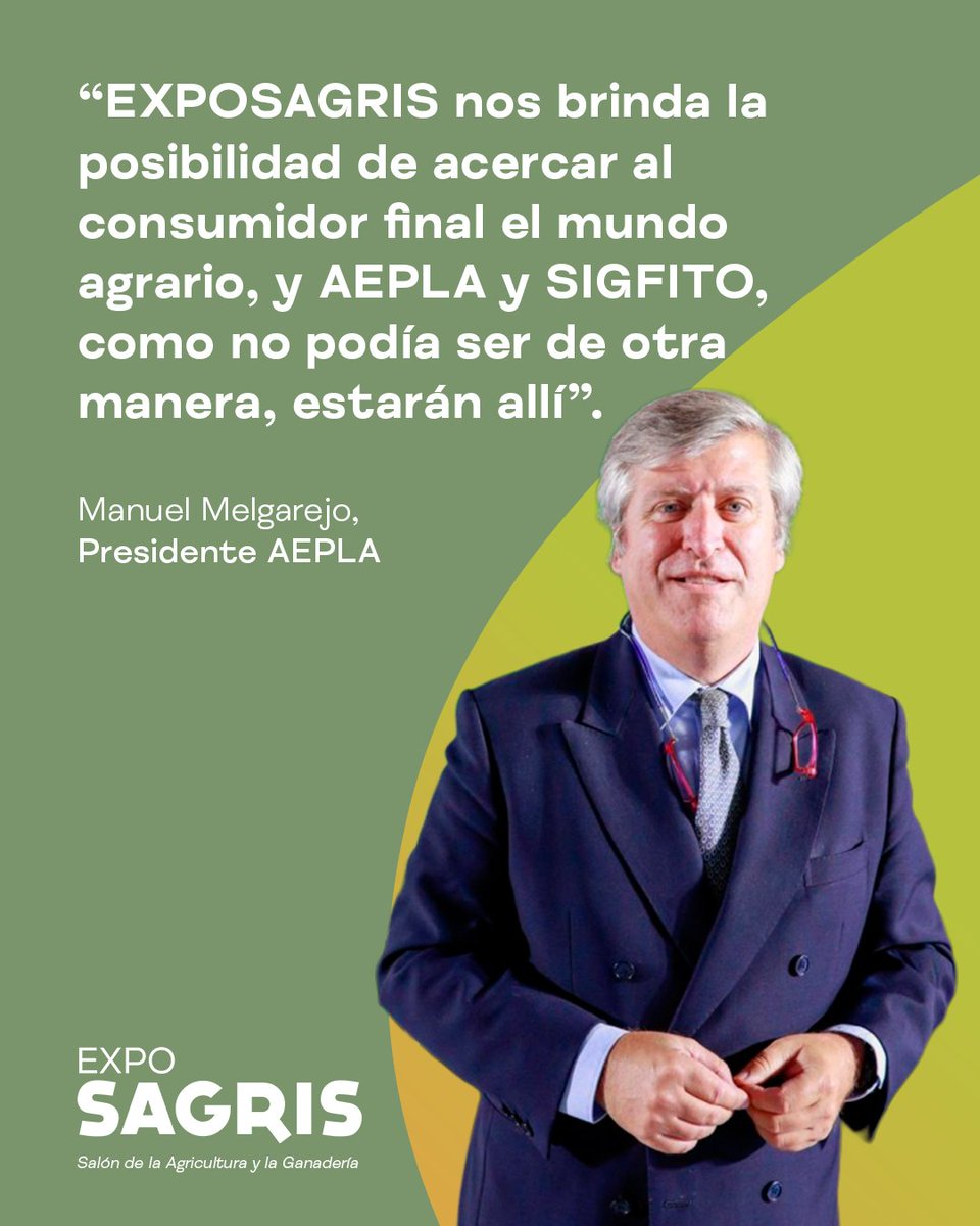 🌾<a href="/aepla_asoc/">AEPLA</a> y <a href="/sigfito/">SIGFITO</a> llegan a #EXPOSAGRIS para acercarte la agricultura desde otra perspectiva: innovación, sostenibilidad y sanidad vegetal en acción.

💬 Manuel Melgarejo, Presidente de AEPLA, sostiene que: "la sanidad vegetal es garantía de sostenibilidad y bienestar".