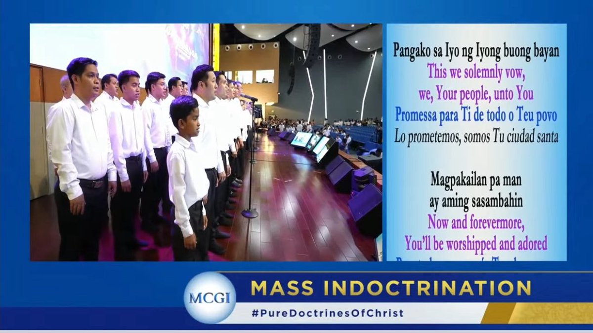 WensLazaro's tweet photo. 🎶Magpakailan pa man aming papupurihan. At parrangalan ang banal Mong ngalan. Pagpapasalamat Ikaw ay aalayan. Pangako sa Iyo ng Iyong buong bayan.🎶🎶

MCGI Mass Indoctrination Day 4
October 23, 2025

The Right Way to Pray
#PureDoctrinesOfChrist 
#GlobalPrayerForHumanity https://t.co/NnMbrcTI0d