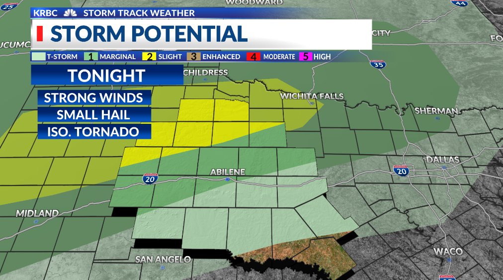 ⚠️ SEVERE WEATHER OUTLOOK: 2 rounds of storms for the Big Country — 📷 Late tonight–early Fri &amp; 📷 Share &amp; stay alert!  #Abilene #SevereWeather