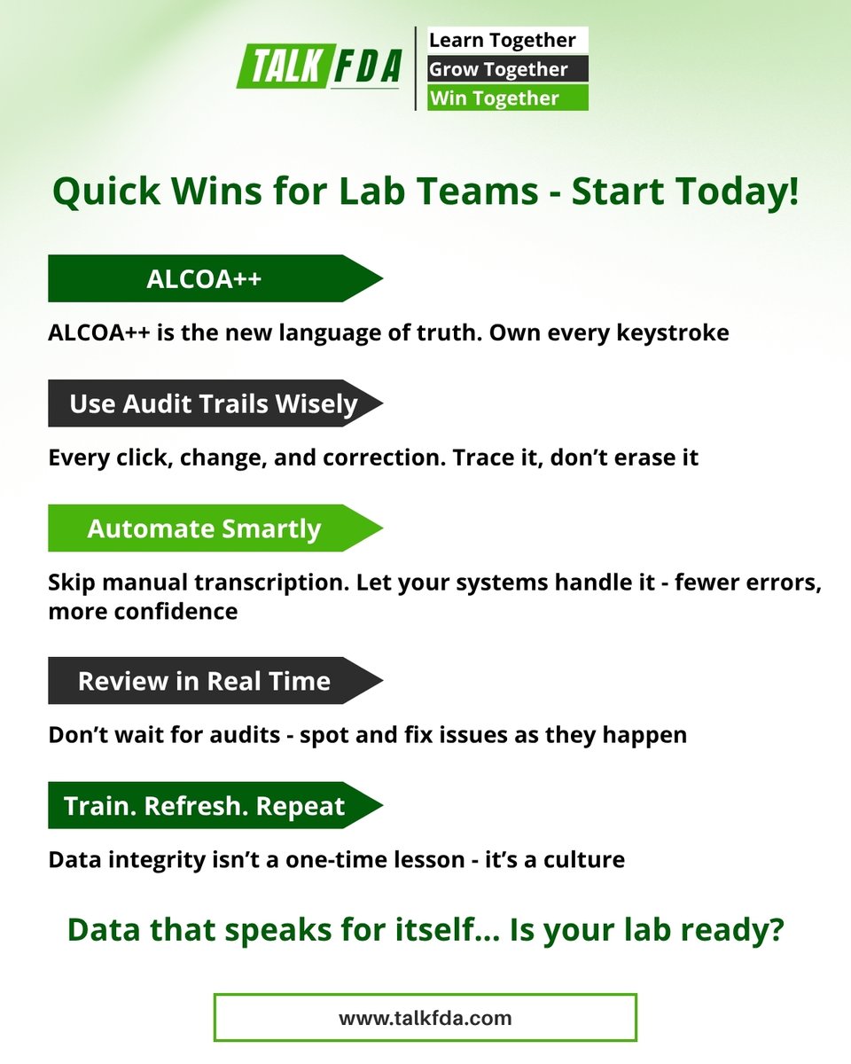 talkfda's tweet photo. All heroes don’t wear capes, some wear lab coats and they follow ALCOA++

Join Talk FDA - https://t.co/9qv3pa5M6i

#TalkFDA #ALCOA++ #DataIntegrity #Pharma #MedDevices #GMP #ComplianceTraining #LabExcellence #LifeSciences
https://t.co/9qv3pa5M6i https://t.co/JkIlskU6J9
