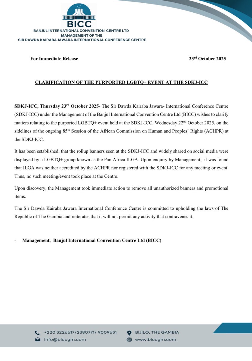 Banjul International Convention Centre (BICC) tweet media