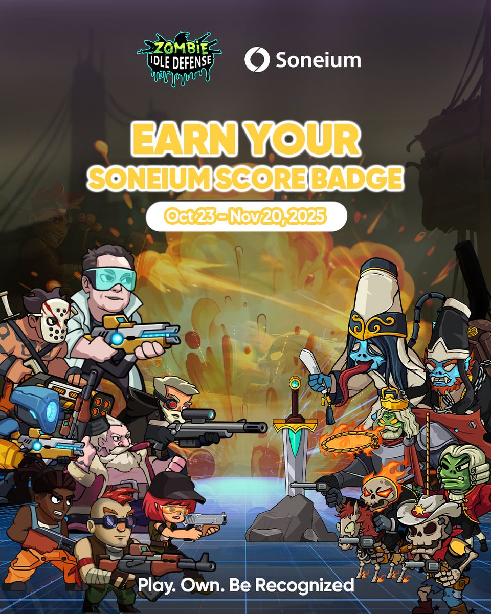 🧟‍♀️💿 The undead have entered the world of @Soneium!
Zombie Idle Defense is now part of Score Season 3 on Soneium, developed by Sony.
🪩 Get started → : portal.soneium.org
🎮 Play the game and finish the quests →  zombiedefense.xyz/play
📖 How to Play Guide →