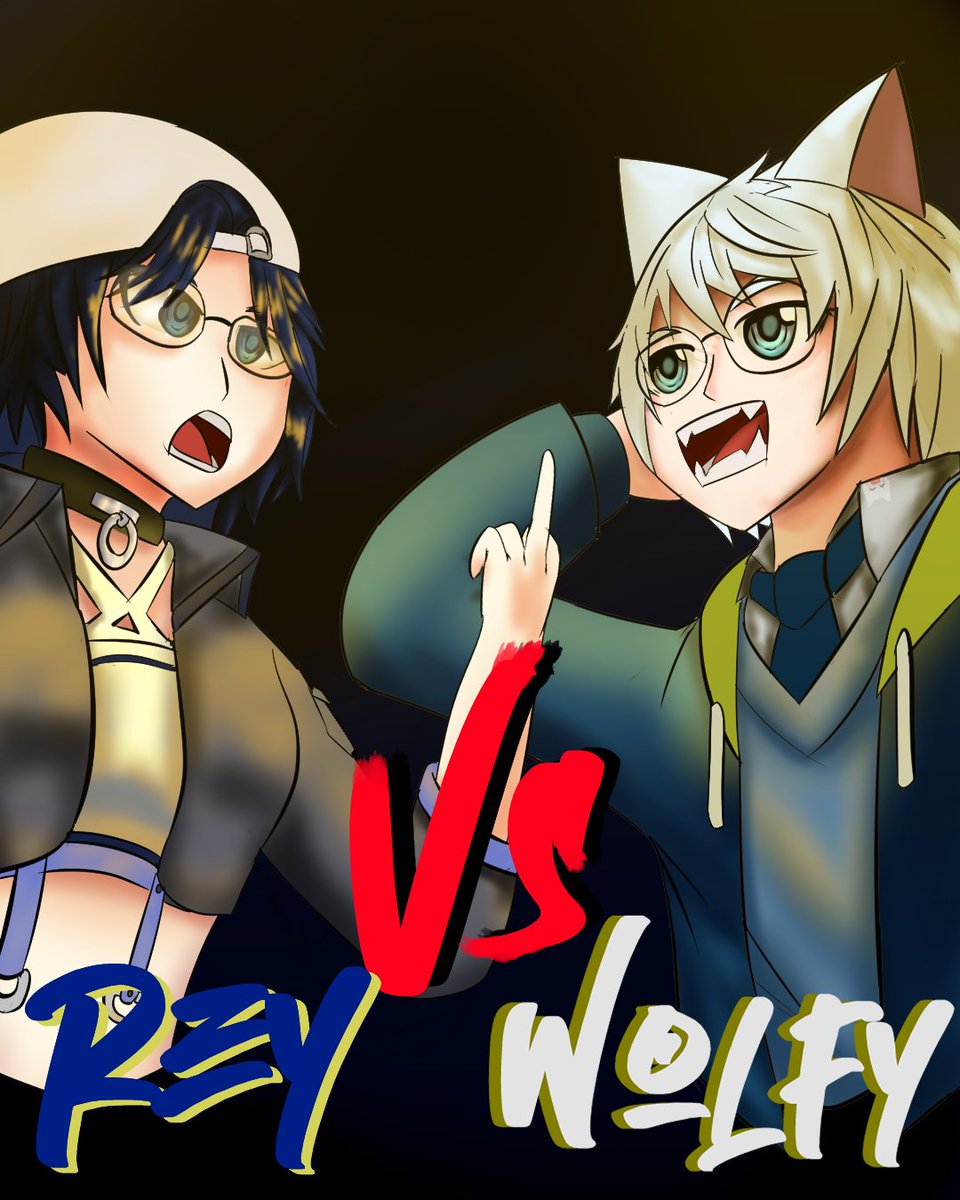 We both often fight when we meet on stream, soo.... why not make it like a fighting game, right rey?

#art #digitaldrawings #OC

Art by me
Character In Frame @xrxexyxzx ( From Instagram) and me