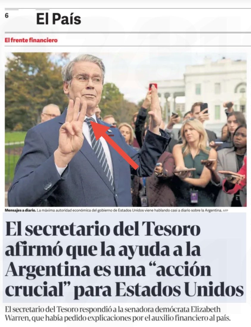 FUERTE AVAL DE SCOTT BESSENT A KARINA MILEI 

Con un gesto contundente e inequívoco, el Secretario del Tesoro de Estados Unidos y Ministro a cargo de la Economía Argentina, avaló Karina Milei, Secretaria General de la Presidencia 👇🏾